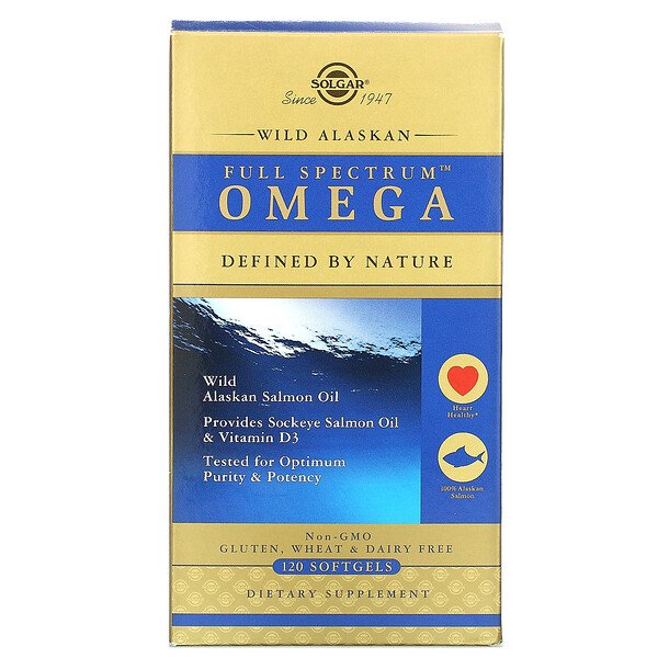 Solgar Full Spectrum Omega Wild Alaskan Salmon Oil 120 SoftgelsSingapore