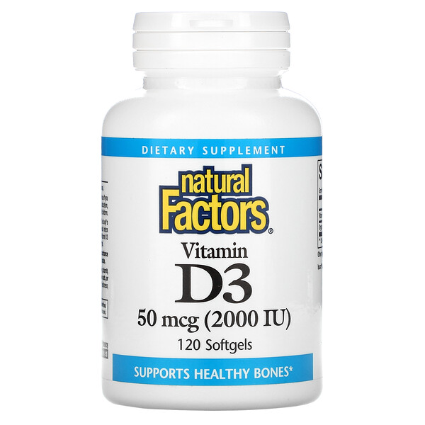 Natural Factors, Vitamin D3, 50 mcg (2,000 IU), 120 SoftgelsSingapore