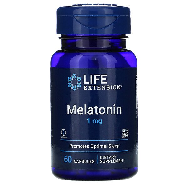 Life Extension, Melatonin, 1 mg, 60 CapsulesSingapore