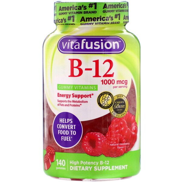 VitaFusion, B12, Natural Raspberry Flavor, 500 Mcg, 140 GummiesSingapore