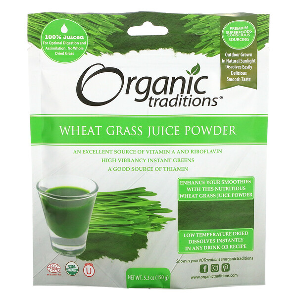 Organic Traditions Wheat Grass Juice Powder 53 Oz 150 Gsingapore 1606