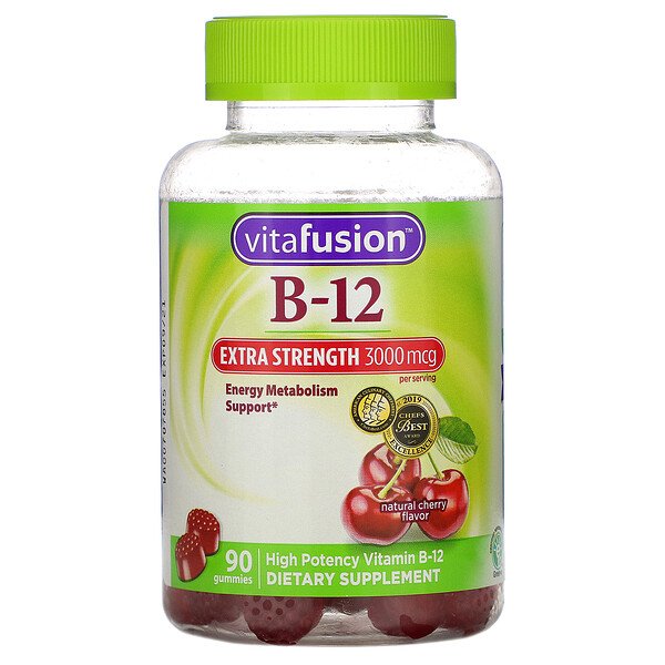 VitaFusion, Extra Strength B-12, Natural Cherry Flavor, 1,500 Mcg, 90 ...