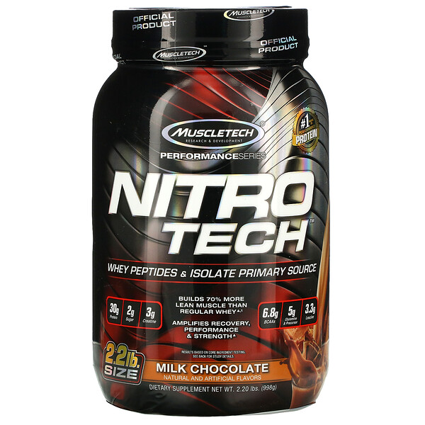 Nitro Tech, Whey Peptides & Isolate Lean Musclebuilder, Milk Chocolate, 10  lbs (4.54 kg)